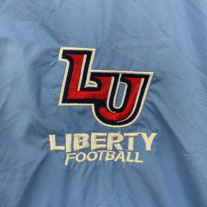 古着 used　NIKE　ナイキ　長袖ハーフジップナイロンジャケット　ワンポイント刺繍　フットボール　水色　XLサイズ