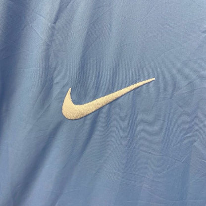 古着 used　NIKE　ナイキ　長袖ハーフジップナイロンジャケット　ワンポイント刺繍　フットボール　水色　XLサイズ