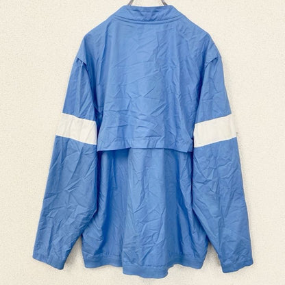 古着 used　NIKE　ナイキ　長袖ハーフジップナイロンジャケット　ワンポイント刺繍　フットボール　水色　XLサイズ