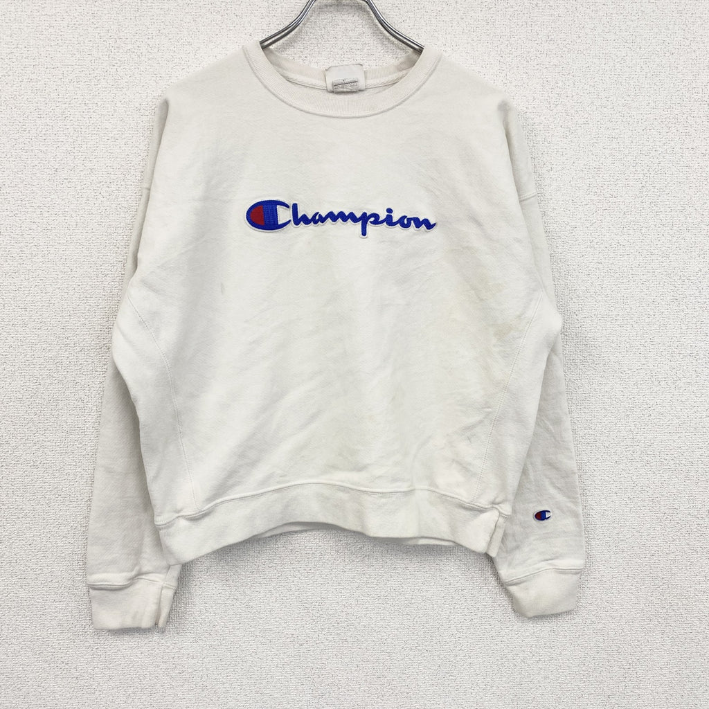 Champion　チャンピオン　リバースウィーブ　スウェット/トレーナー　刺繍ロゴ　デカロゴ　現行　白　ホワイト　XLサイズ　古着