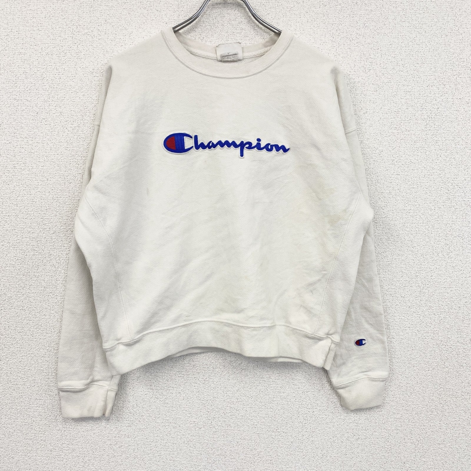 Champion　チャンピオン　リバースウィーブ　スウェット/トレーナー　刺繍ロゴ　デカロゴ　現行　白　ホワイト　XLサイズ　古着