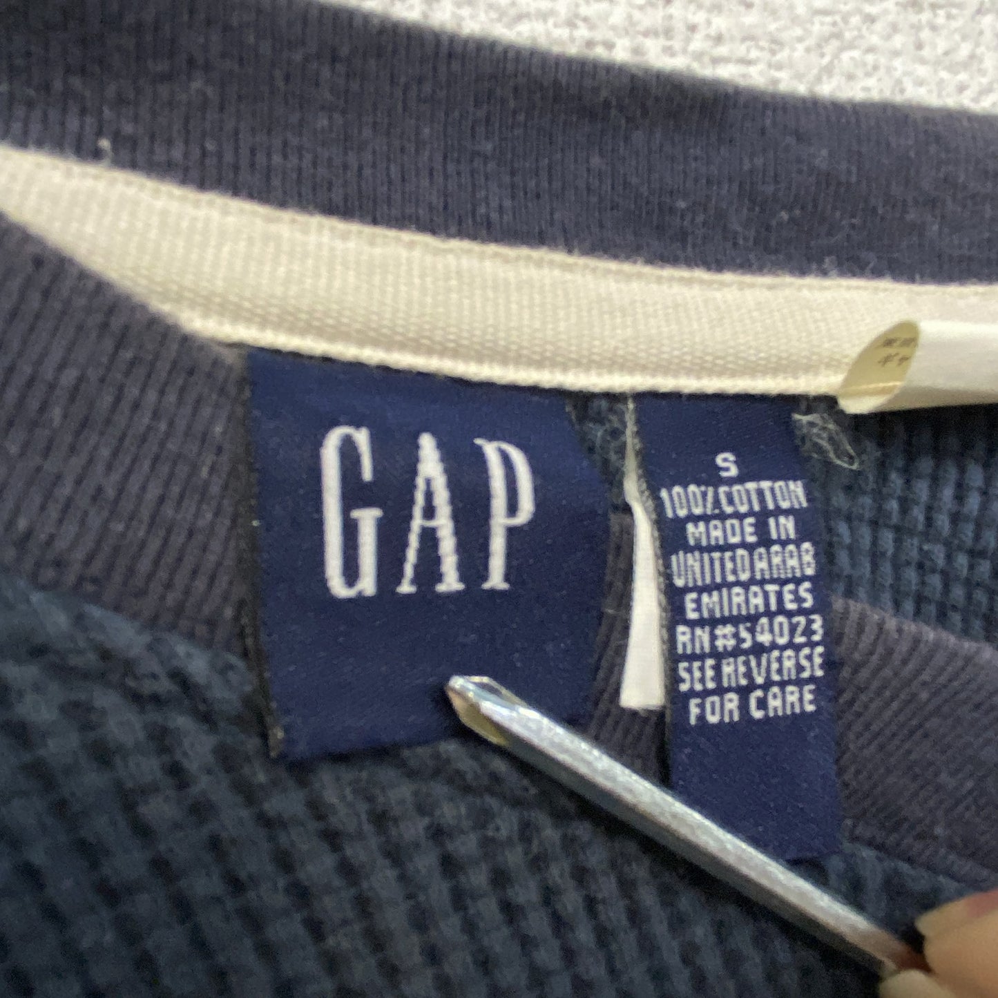 00s　GAP　ギャップ　長袖Tシャツ/サーマルロンT　ワッフル　ヴィンテージ　紺　ネイビー　Sサイズ