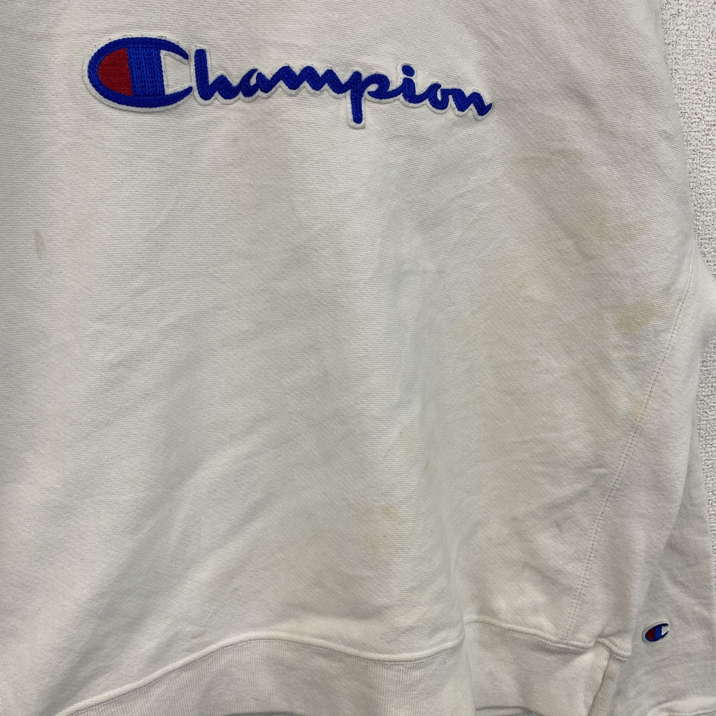 Champion　チャンピオン　リバースウィーブ　スウェット/トレーナー　刺繍ロゴ　デカロゴ　現行　白　ホワイト　XLサイズ　古着