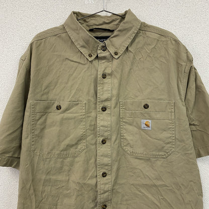 Carhartt　カーハート　半袖ボタンダウンシャツ　ワークシャツ　ダブルポケット　ベージュ　XLサイズ