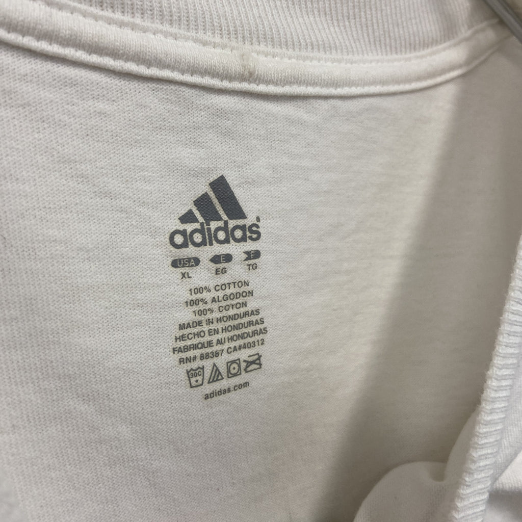 adidas　アディダス　半袖プリントTシャツ　白　ホワイト　XLサイズ　古着