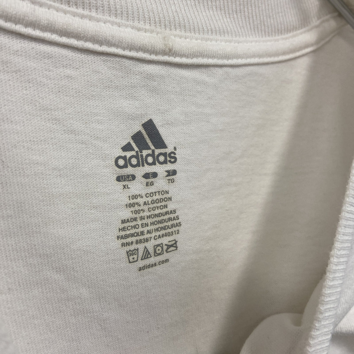 adidas　アディダス　半袖プリントTシャツ　白　ホワイト　XLサイズ　古着