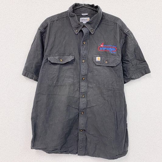 Carhartt　カーハート　半袖ボタンダウンシャツ　ワークシャツ　ダブルポケット　ダークグレー　Lサイズ
