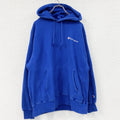 Champion　チャンピオン　リバースウィーブ　スウェットパーカー/フーディー　ワンポイント　刺繍ロゴ　現行　青　ブルー　Lサイズ　古着