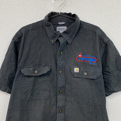Carhartt　カーハート　半袖ボタンダウンシャツ　ワークシャツ　ダブルポケット　ダークグレー　Lサイズ