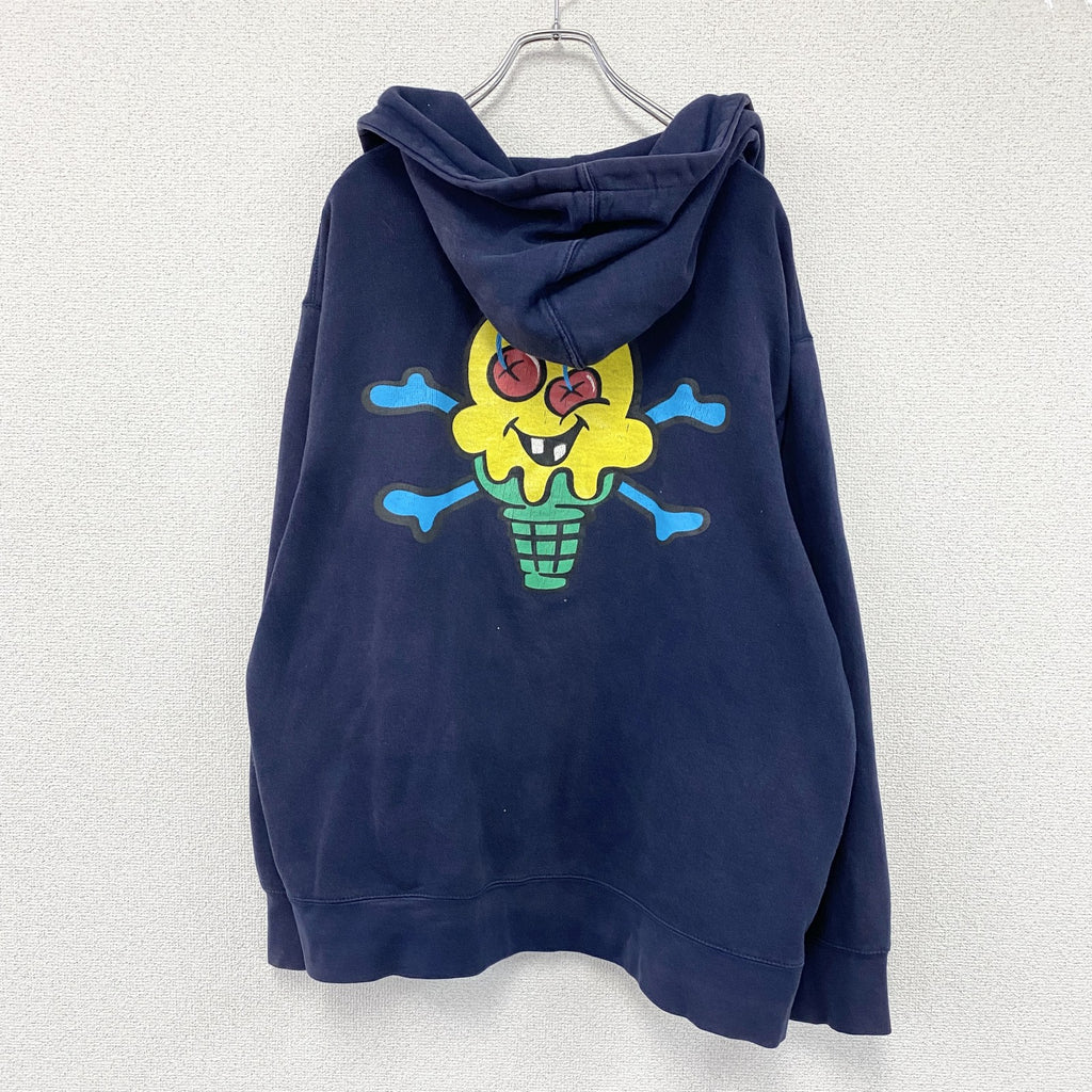 ICECREAM　アイスクリーム　フルジップスウェットパーカー/フーディー　紺　ネイビー　2XLサイズ　古着