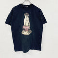 FRUIT OF THE LOOM　フルーツオブザルーム　半袖アニマルTシャツ　ミーヤーキャット　黒　ブラック　14-15サイズ　古着