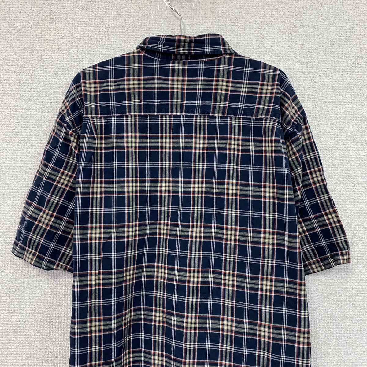 Carhartt　カーハート　半袖ボタンダウンシャツ　チェック柄　紺　ネイビー　XLサイズ　古着