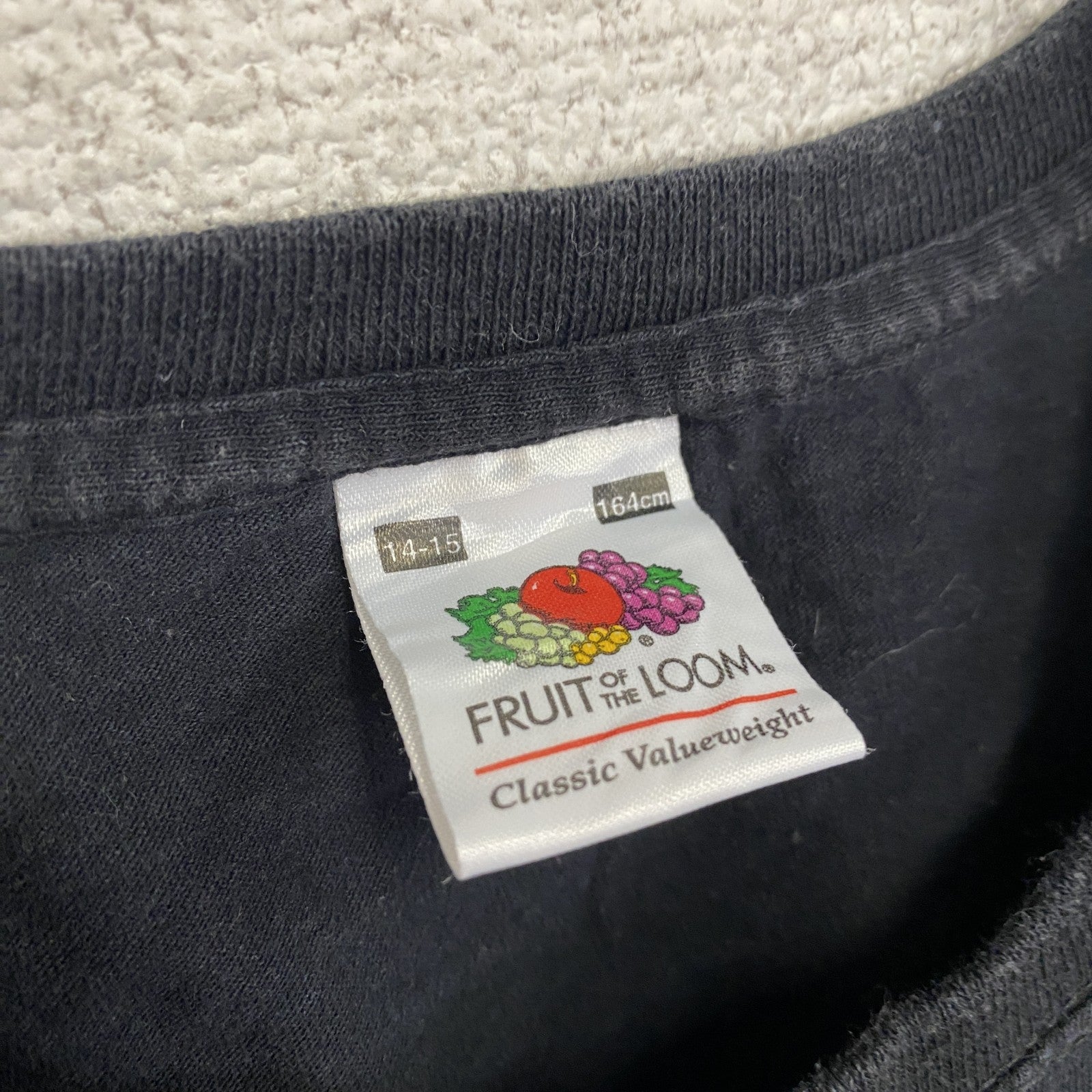 FRUIT OF THE LOOM　フルーツオブザルーム　半袖アニマルTシャツ　ミーヤーキャット　黒　ブラック　14-15サイズ　古着