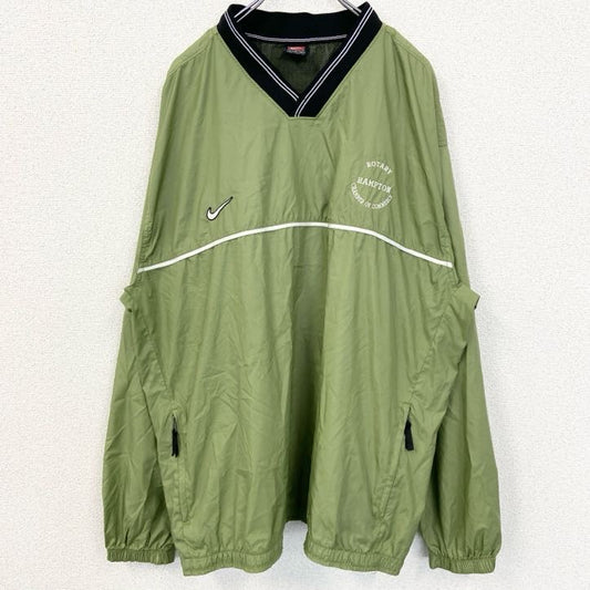 90s　NIKE　ナイキ　プルオーバージャケット　ヴィンテージ　ワンポイント刺繍　緑　XLサイズ