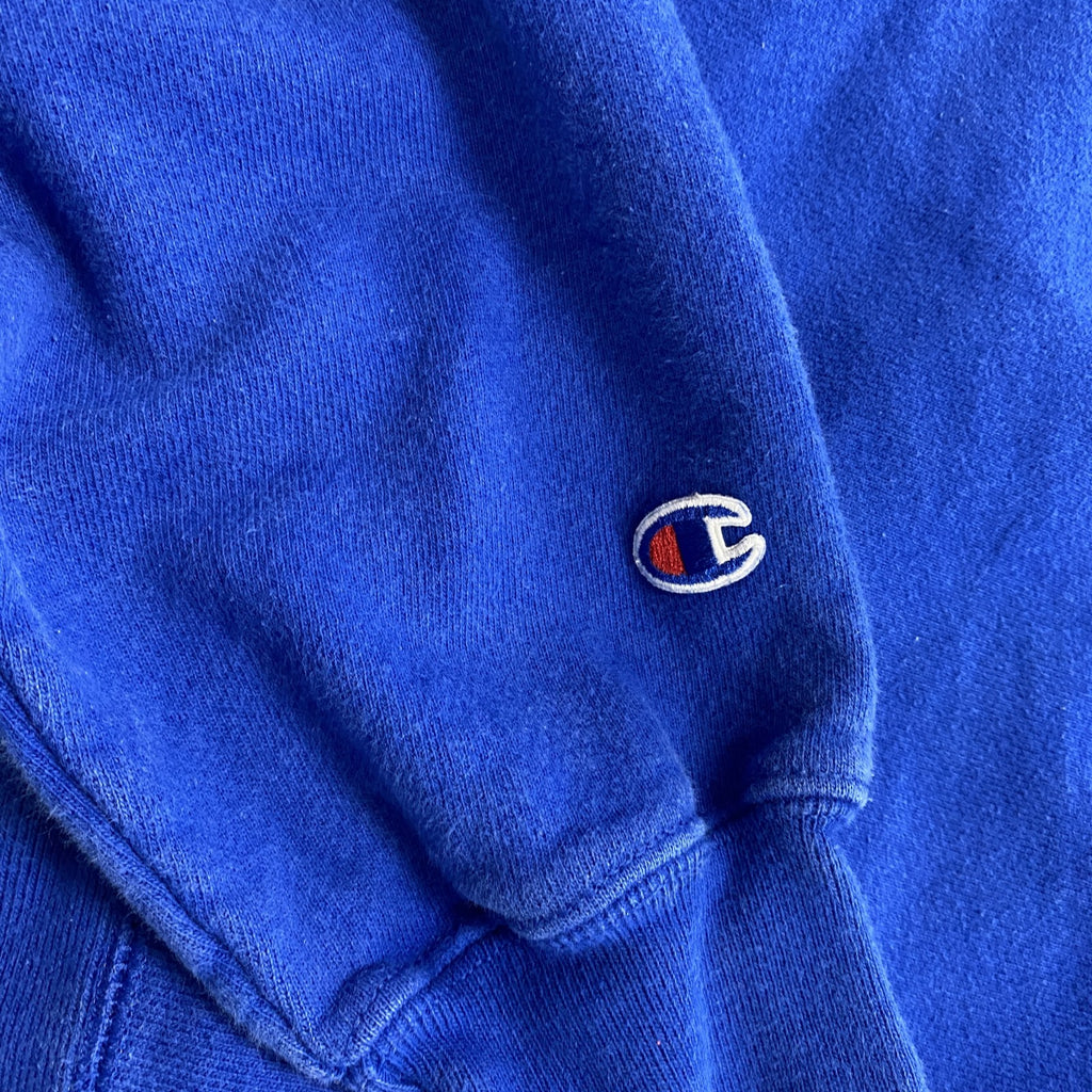 Champion　チャンピオン　リバースウィーブ　スウェットパーカー/フーディー　ワンポイント　刺繍ロゴ　現行　青　ブルー　Lサイズ　古着