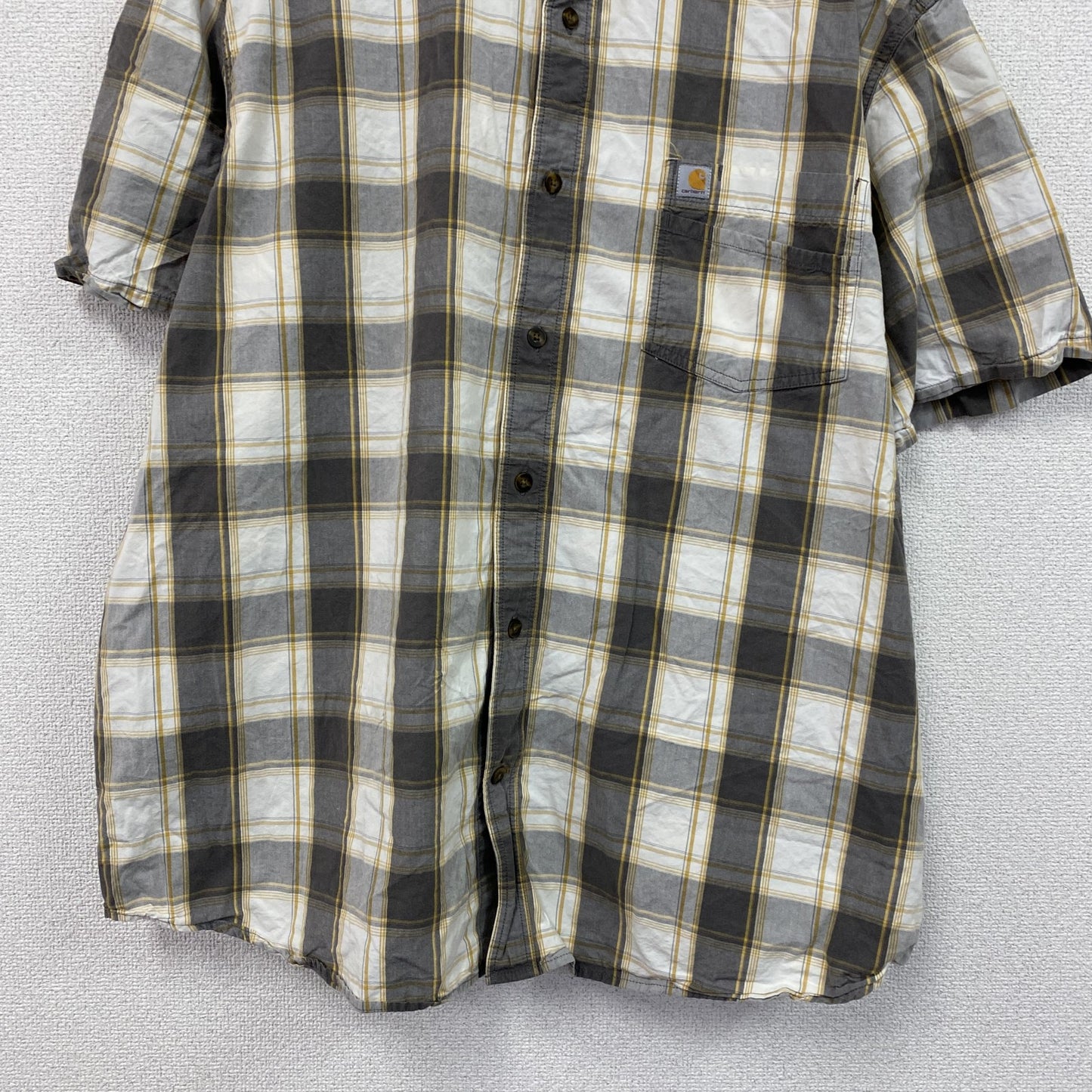 Carhartt　カーハート　半袖ボタンダウンシャツ　チェック柄　灰色　白　グレー　ホワイト　2XLサイズ