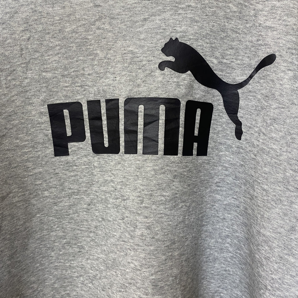 PUMA プーマ　長袖フロントデザインスウェット　トレーナー　クルーネック　グレー　灰色　カジュアル　Mサイズ　古着