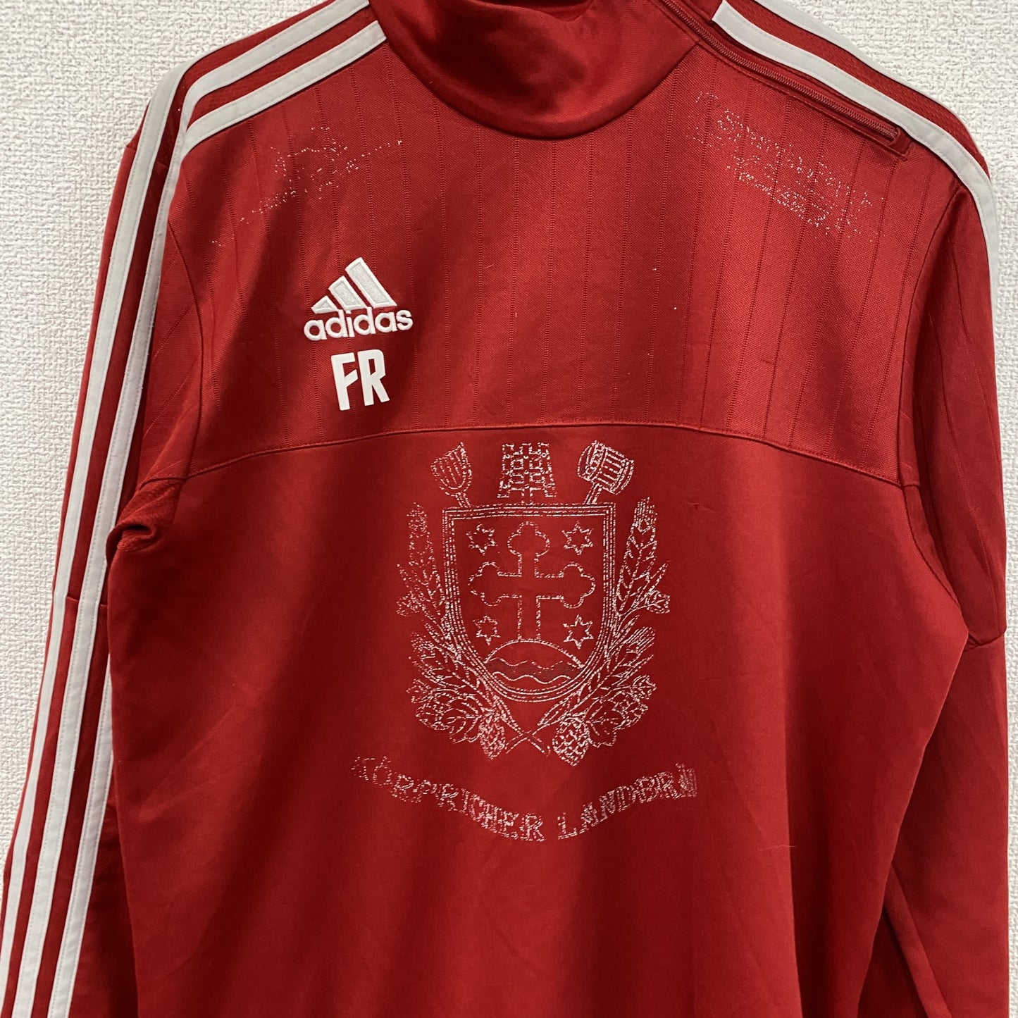 adidas　アディダス　ハーフジップトラックジャケット/ジャージ　デカロゴ　パフォーマンスロゴ　赤　レッド　Mサイス