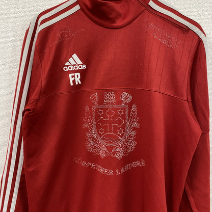 adidas　アディダス　ハーフジップトラックジャケット/ジャージ　デカロゴ　パフォーマンスロゴ　赤　レッド　Mサイス