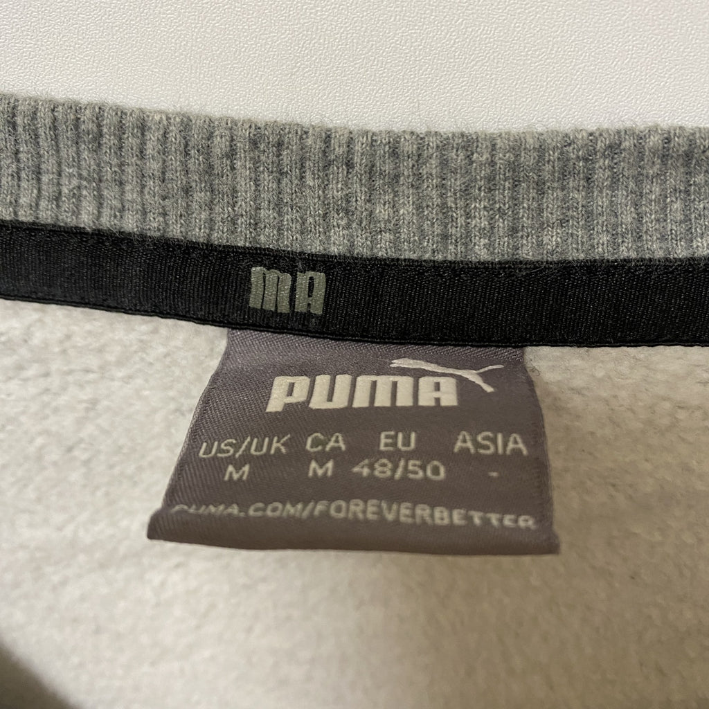 PUMA プーマ　長袖フロントデザインスウェット　トレーナー　クルーネック　グレー　灰色　カジュアル　Mサイズ　古着