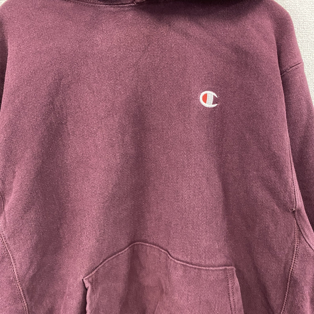 Champion　チャンピオン　リバースウィーブ　スウェットパーカー/フーディー　ワンポイント　刺繍ロゴ　ワインレッド　Lサイズ　古着