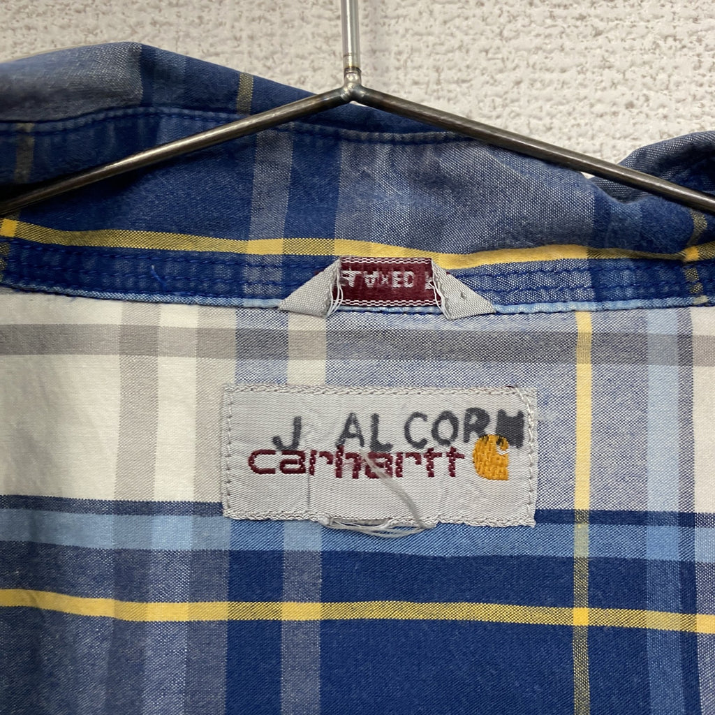 Carhartt　カーハート　半袖ボタンダウンシャツ　オンブレチェック　青　ブルー　XLサイズ　古着