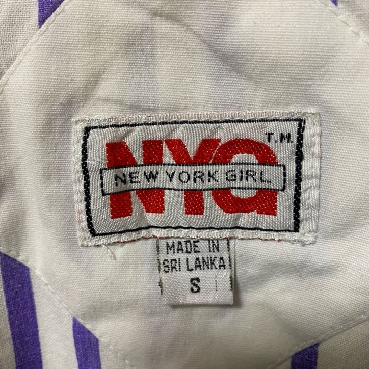 古着 used NEW YORK GIRL　長袖ハイネックナイロンジャケット　ヴィンテージ　vintage　カラフル　白　Sサイズ