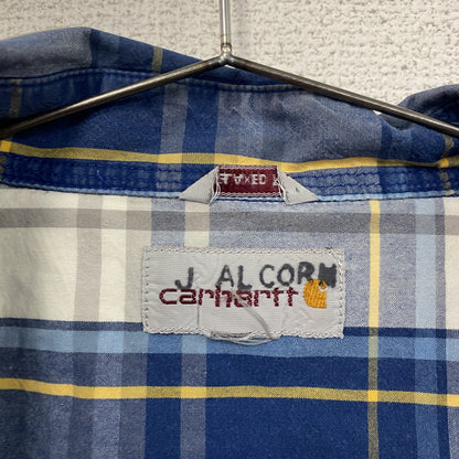 Carhartt　カーハート　半袖ボタンダウンシャツ　オンブレチェック　青　ブルー　XLサイズ