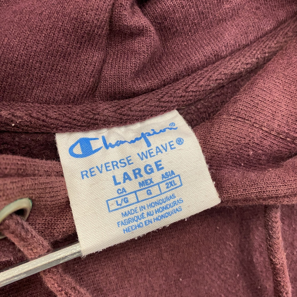 Champion　チャンピオン　リバースウィーブ　スウェットパーカー/フーディー　ワンポイント　刺繍ロゴ　ワインレッド　Lサイズ　古着