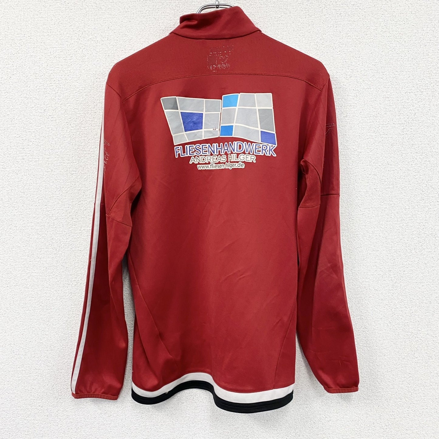 adidas　アディダス　ハーフジップトラックジャケット/ジャージ　デカロゴ　パフォーマンスロゴ　赤　レッド　Mサイス