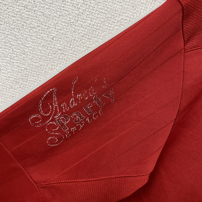 adidas　アディダス　ハーフジップトラックジャケット/ジャージ　デカロゴ　パフォーマンスロゴ　赤　レッド　Mサイス