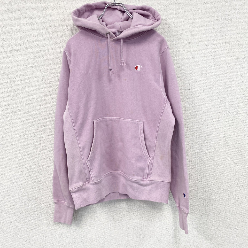 Champion　チャンピオン　リバースウィーブ　スウェットパーカー/フーディー　ワンポイント　刺繍ロゴ　ピンク　Sサイズ　古着