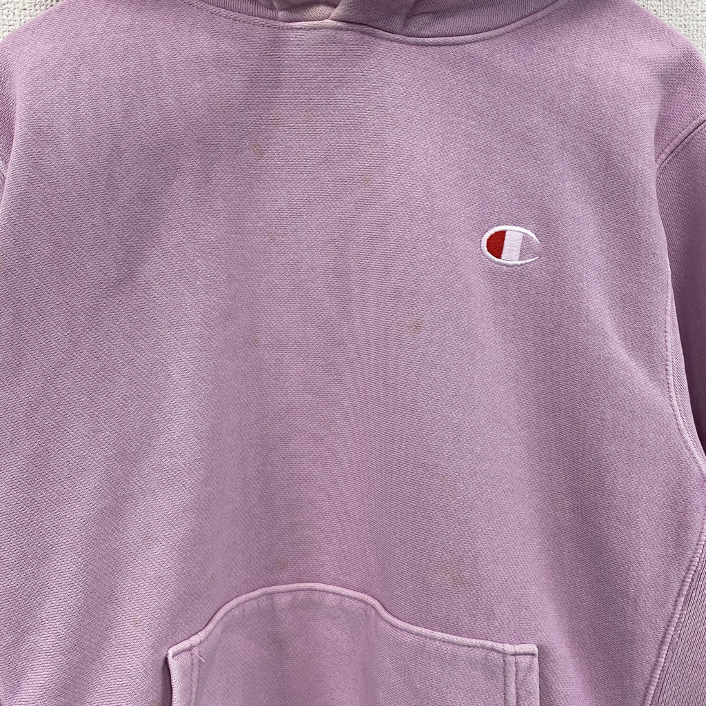 Champion　チャンピオン　リバースウィーブ　スウェットパーカー/フーディー　ワンポイント　刺繍ロゴ　ピンク　Sサイズ　古着
