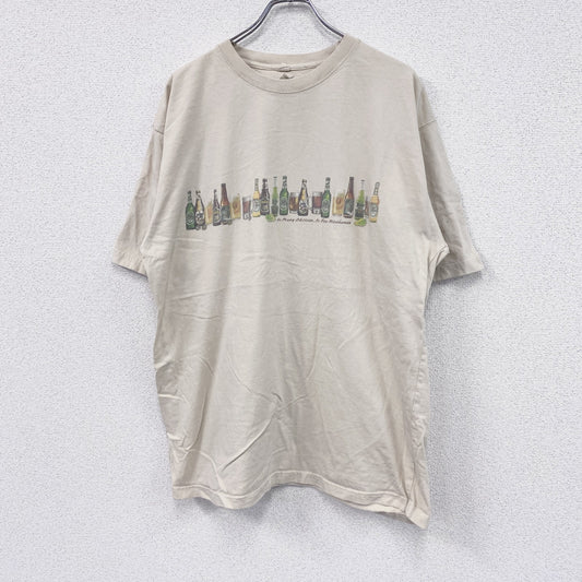 newpor blue　半袖プリントTシャツ　ビール　ベージュ　XXLサイズ