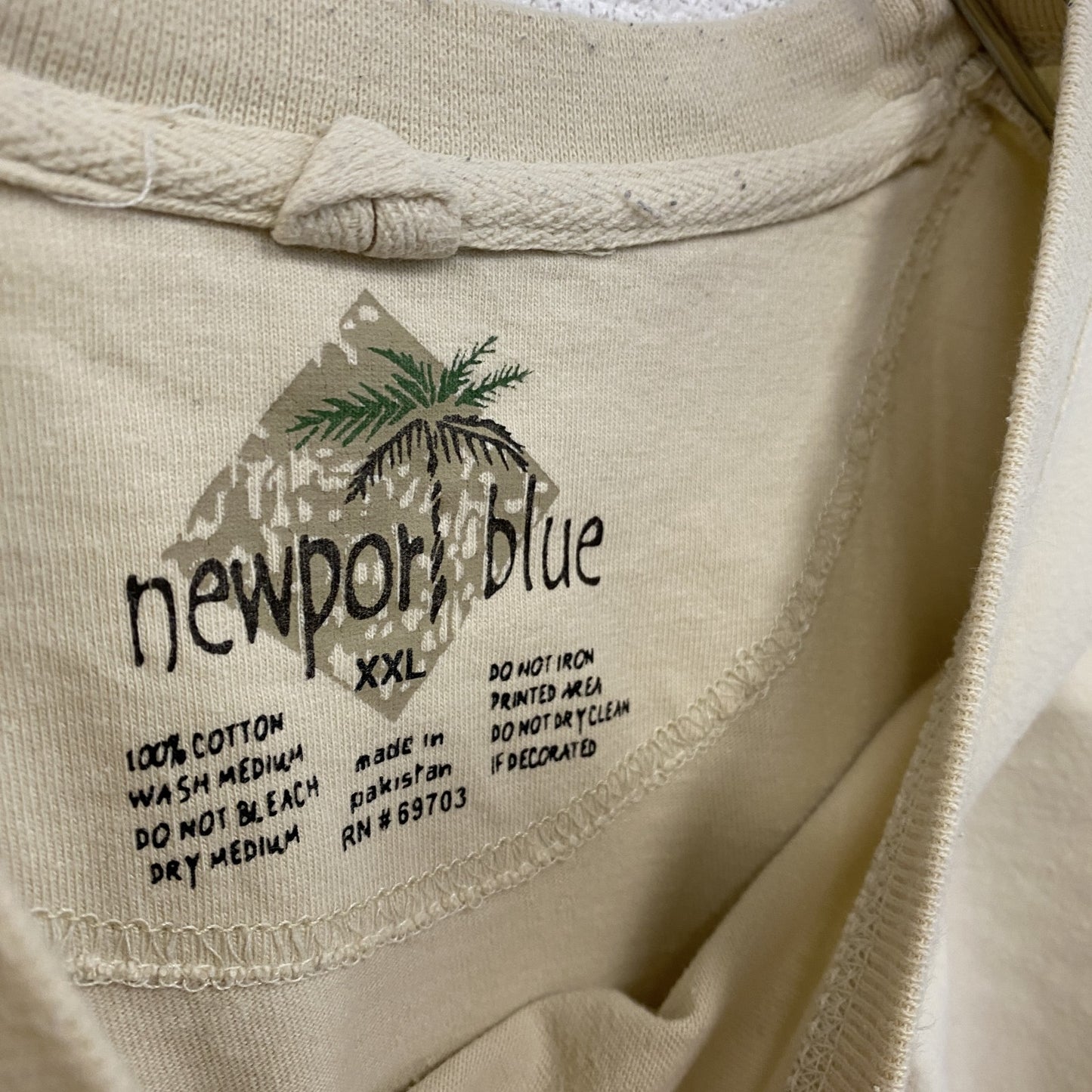 newpor blue　半袖プリントTシャツ　ビール　ベージュ　XXLサイズ