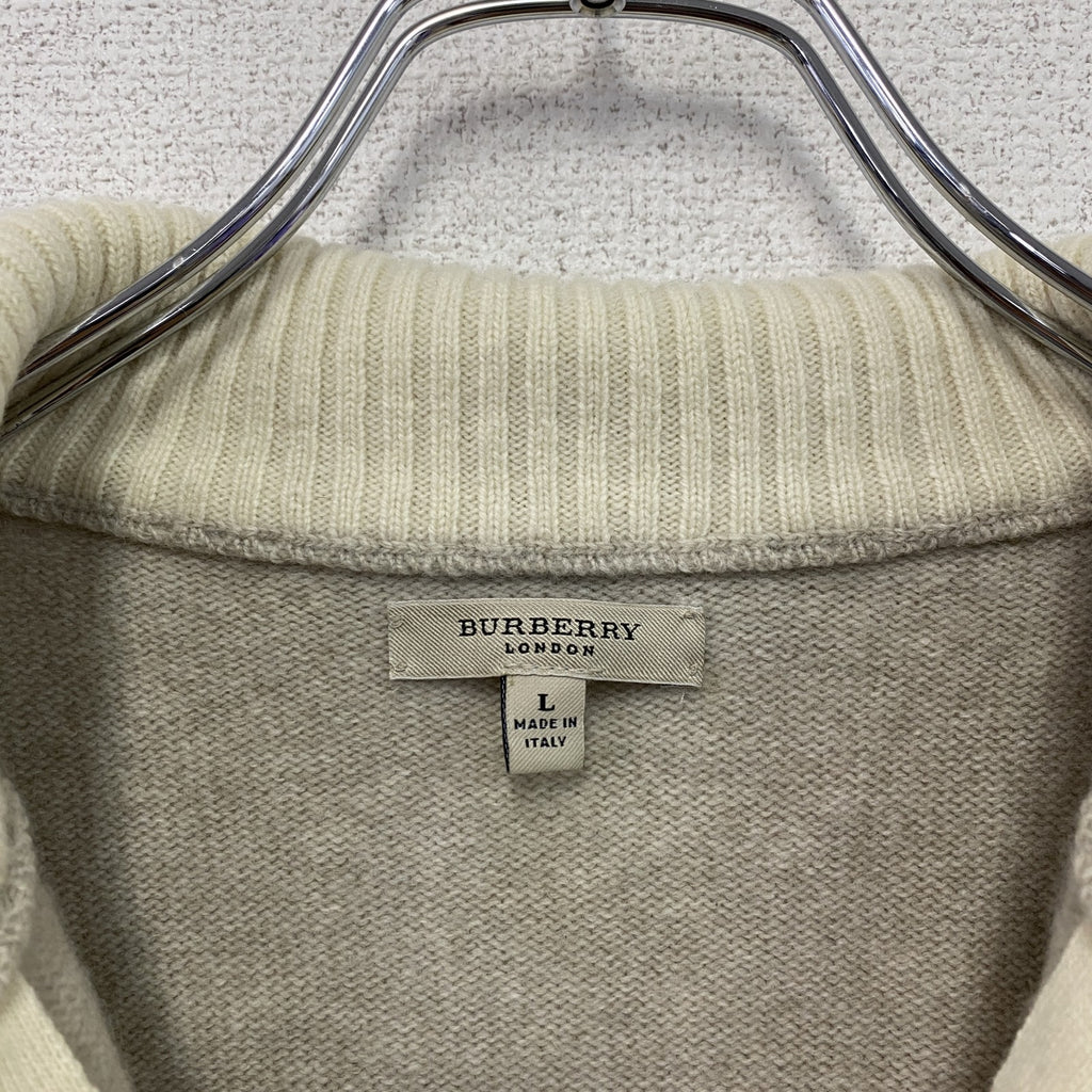 BURBERRY　バーバリー　ハーフジップニットセーター　ベージュ　Lサイズ メンズ ウール 古着
