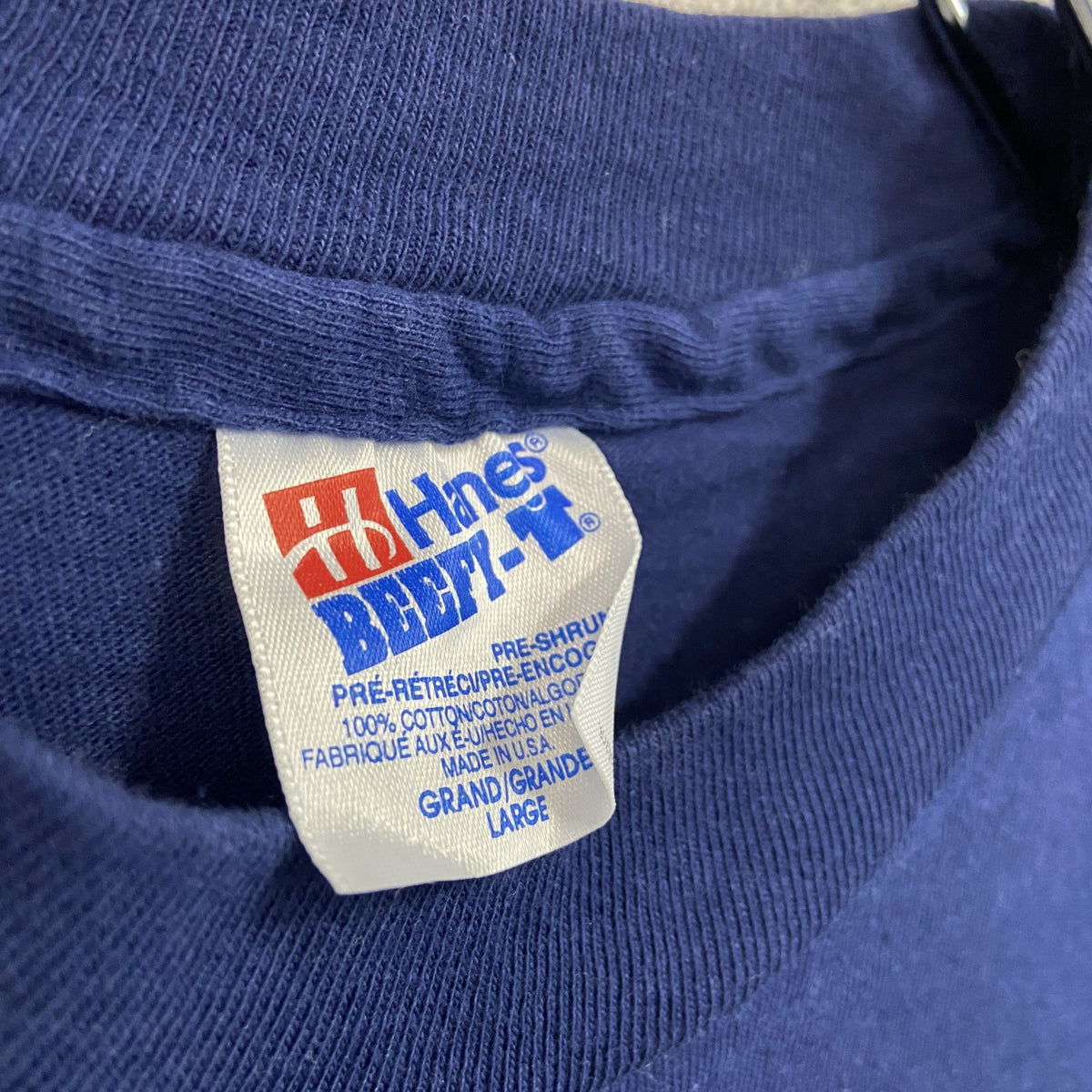 90s　Hanes　ヘインズ　半袖プリントTシャツ　ホノルル消防　3連プリント　シングルステッチ　紺　ネイビー　Lサイズ　　ヴィンテージ　古着
