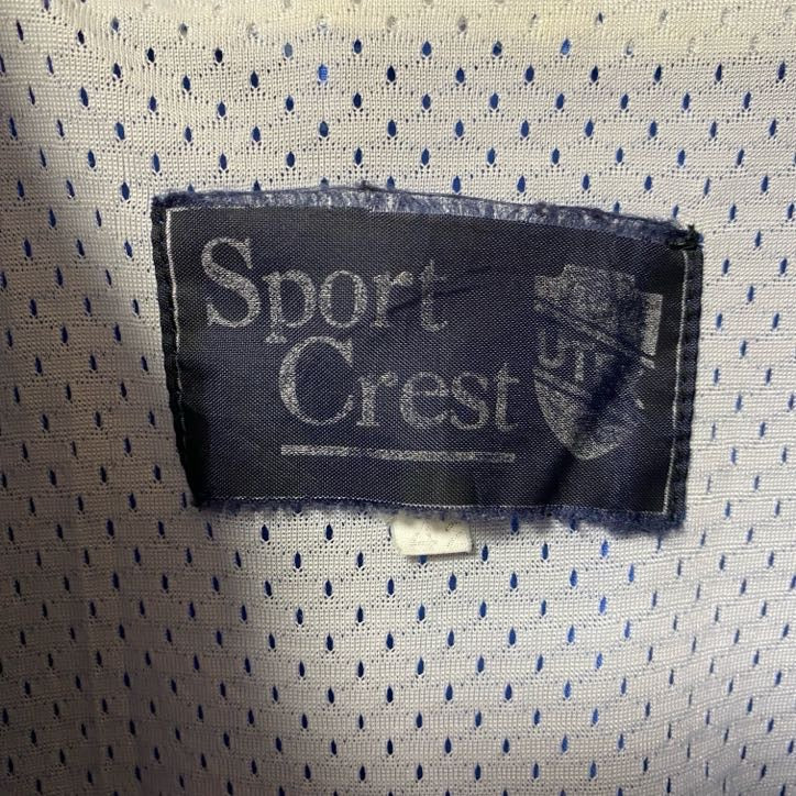 Sport Crest　長袖フルジップナイロンジャケット　ジャンパー　レトロデザイン　ブルー　青　Mサイズ　古着