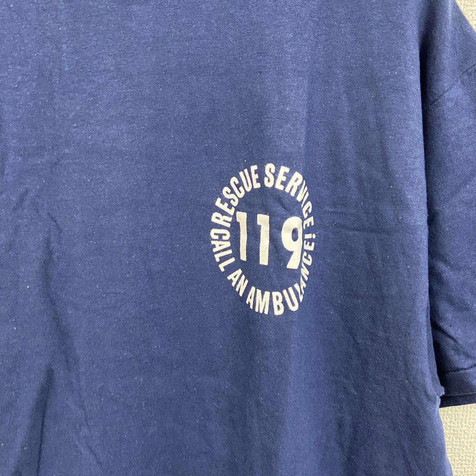 90s　Hanes　ヘインズ　半袖プリントTシャツ　アーチプリント　シングルステッチ　ヴィンテージ　紺　ネイビー　Lサイズ カットソー メンズ コットン 古着