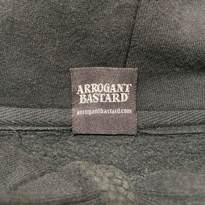 古着 used　ARROGANT BASTARD ALE　長袖プリントパーカー　バックプリント　黒　ブラック　レトロデザイン