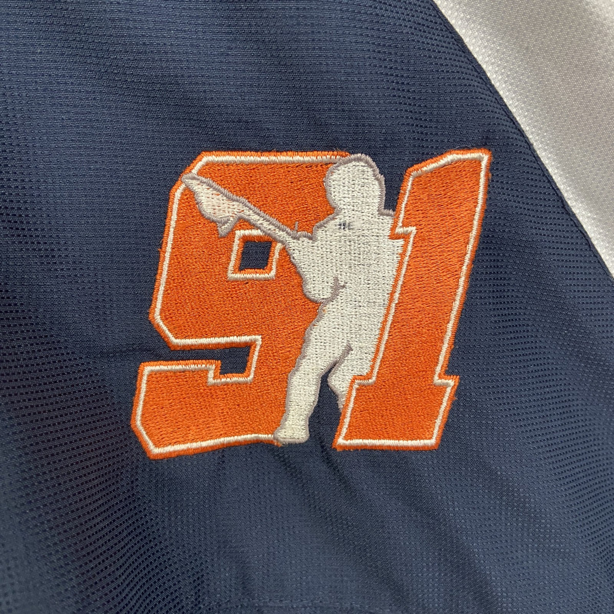 Champion　チャンピオン　長袖ハーフジップナイロンジャケット　ワンポイント刺繍　ラクロス　Mサイズ　古着