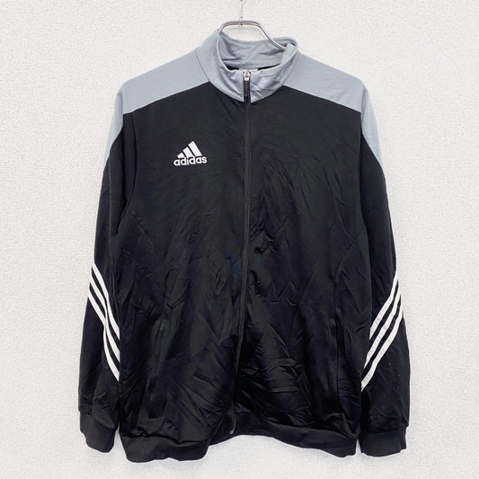 adidas　アディダス　トラックジャケット/ジャージ　刺繍ロゴ　黒　ブラック　2XLサイズ
