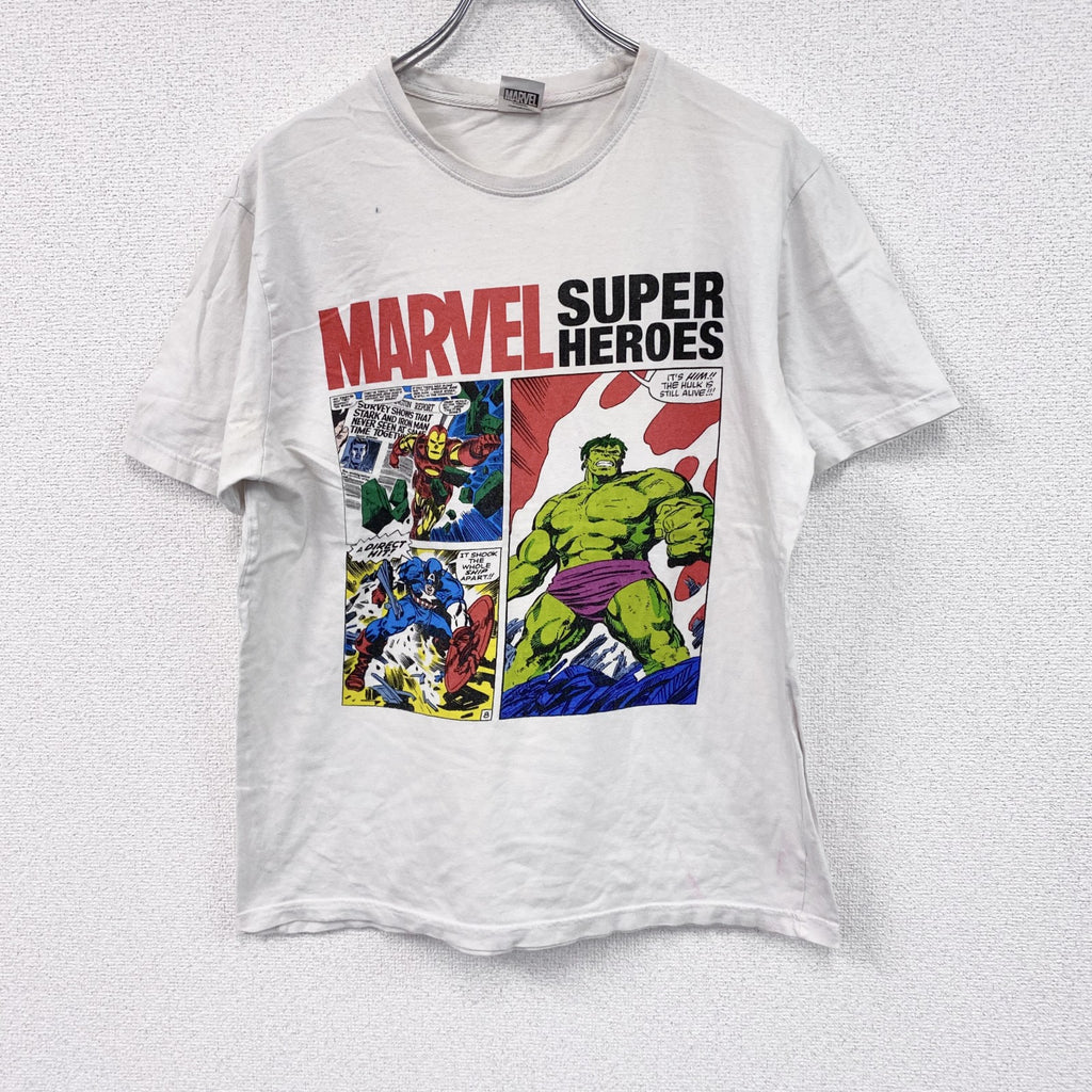 MARVEL　マーベル　半袖アニメプリントTシャツ　キャラT　白　ホワイト　古着