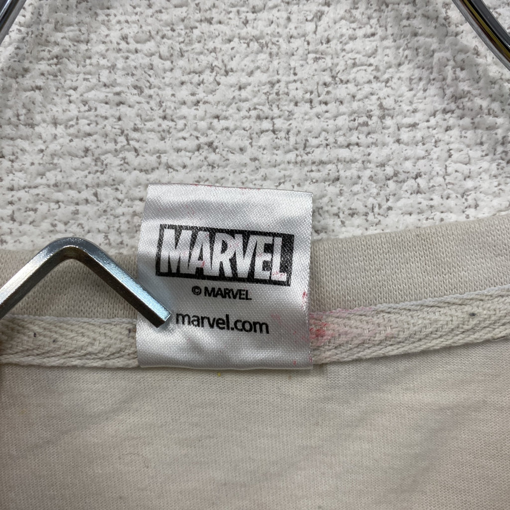 MARVEL　マーベル　半袖アニメプリントTシャツ　キャラT　白　ホワイト　古着