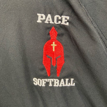 古着 used　adidas　アディダス　半袖ハーフジップトラックジャケット　ワンポイント刺繍ジャージ　ソフトボール　Lサイズ