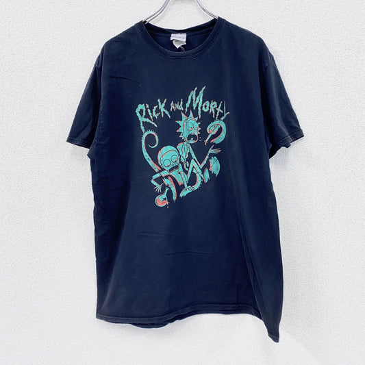 Rick and Morty　GILDAN　半袖アニメプリントTシャツ　キャラT　黒　ブラック　2XLサイズ