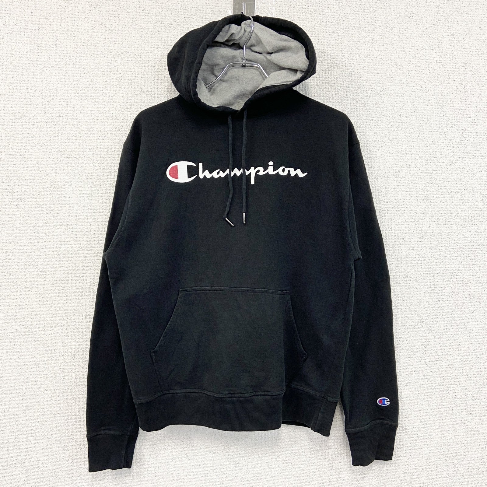 champion　チャンピオン　スウェットパーカー/フーディー　黒　ブラック　Mサイズ　古着