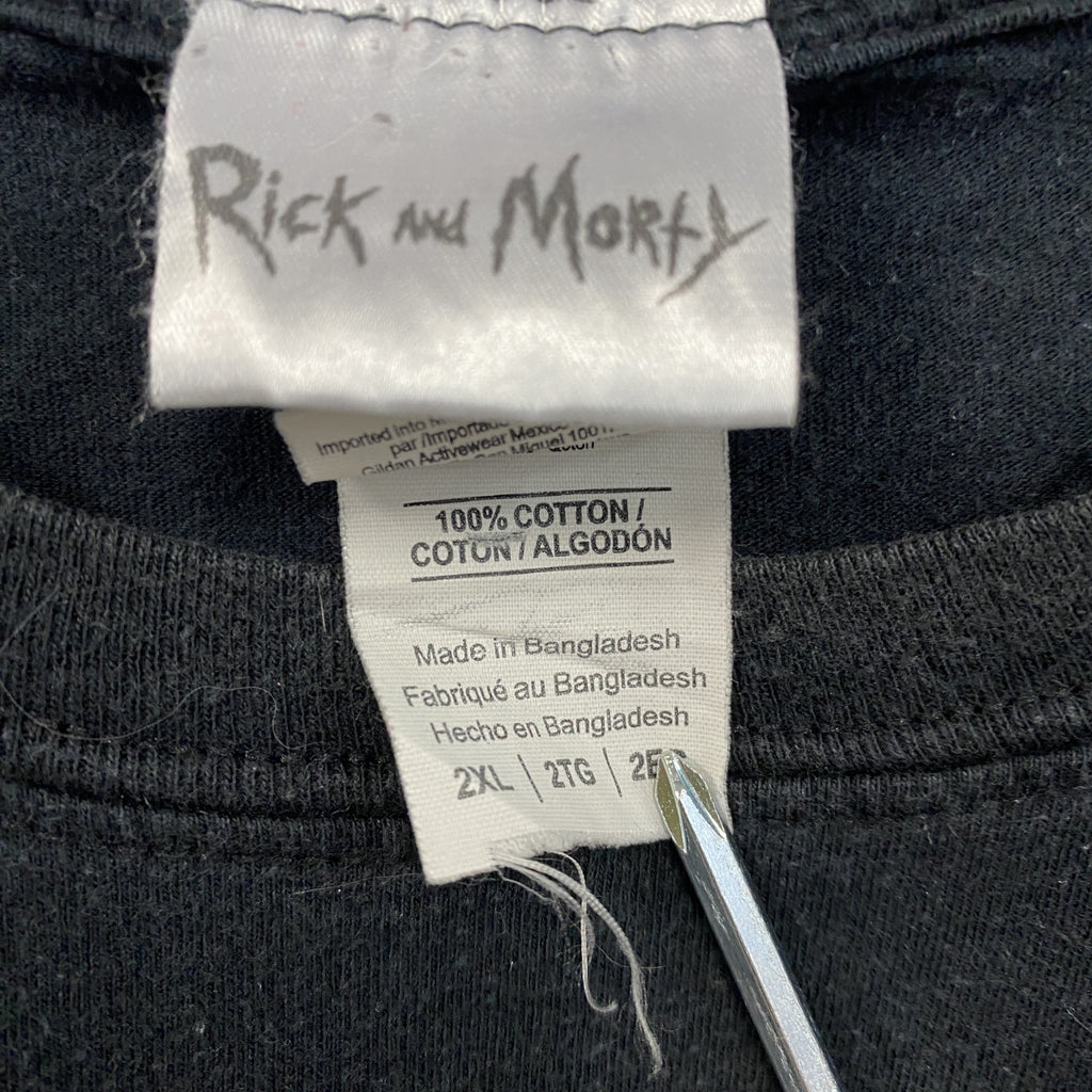 Rick and Morty　GILDAN　半袖アニメプリントTシャツ　キャラT　黒　ブラック　2XLサイズ　古着