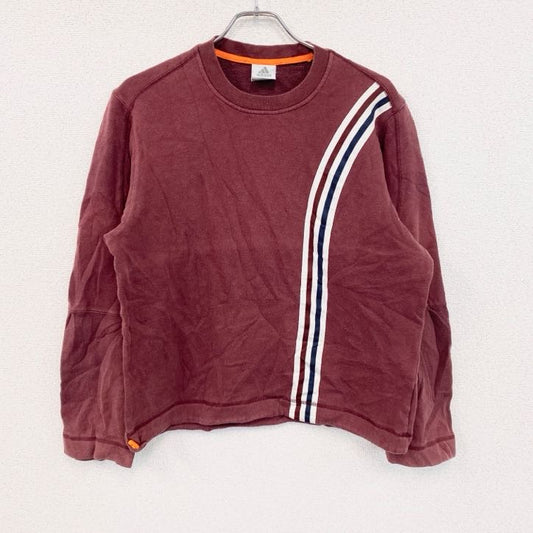 00s　adidas　アディダス　スウェット/トレーナー　ヴィンテージ　ロゴ刺繡　赤　ボルドー　Lサイズ