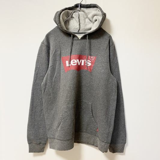 古着 used Levi’s リーバイス　長袖ビックポイントロゴデザインパーカー　フーディースウェット　グレー　Mサイズ